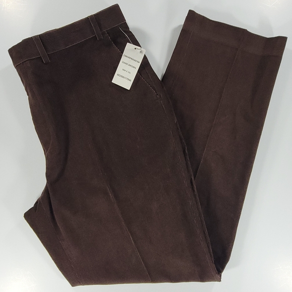 NEW Lauren Ralph Lauren Brown Corduroy Dress Pants Men 38x32 Flat Front NWT $95